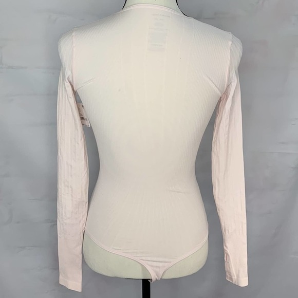 NWOT Free People Seams to me pink Long Sleeve Bodysuit - Picture 6 of 11